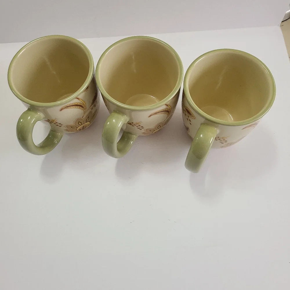 Turkish Floral Ivory Ceramic Mugs Set of 3 by Jaclyn Smith